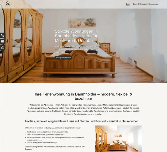 AE-Homes aus Baumholder hat eine Website für Ferienwohnungen erstellen lassen AE-Homes aus Baumholder hat eine Website für Ferienwohnungen erstellen lassen